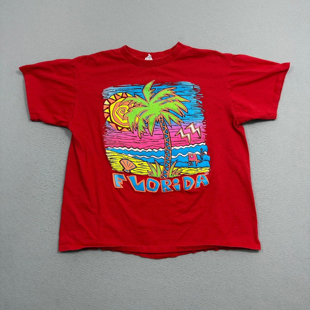 Vintage Florida Palm Tree Beach Shirt Men's Extra Large Single Stitch 90s XL